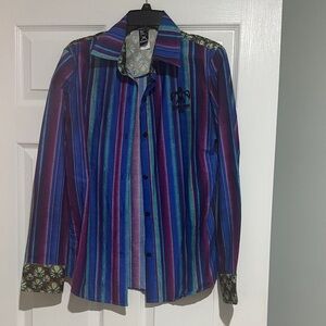 Vibrant Striped Women's Button Down Shirt